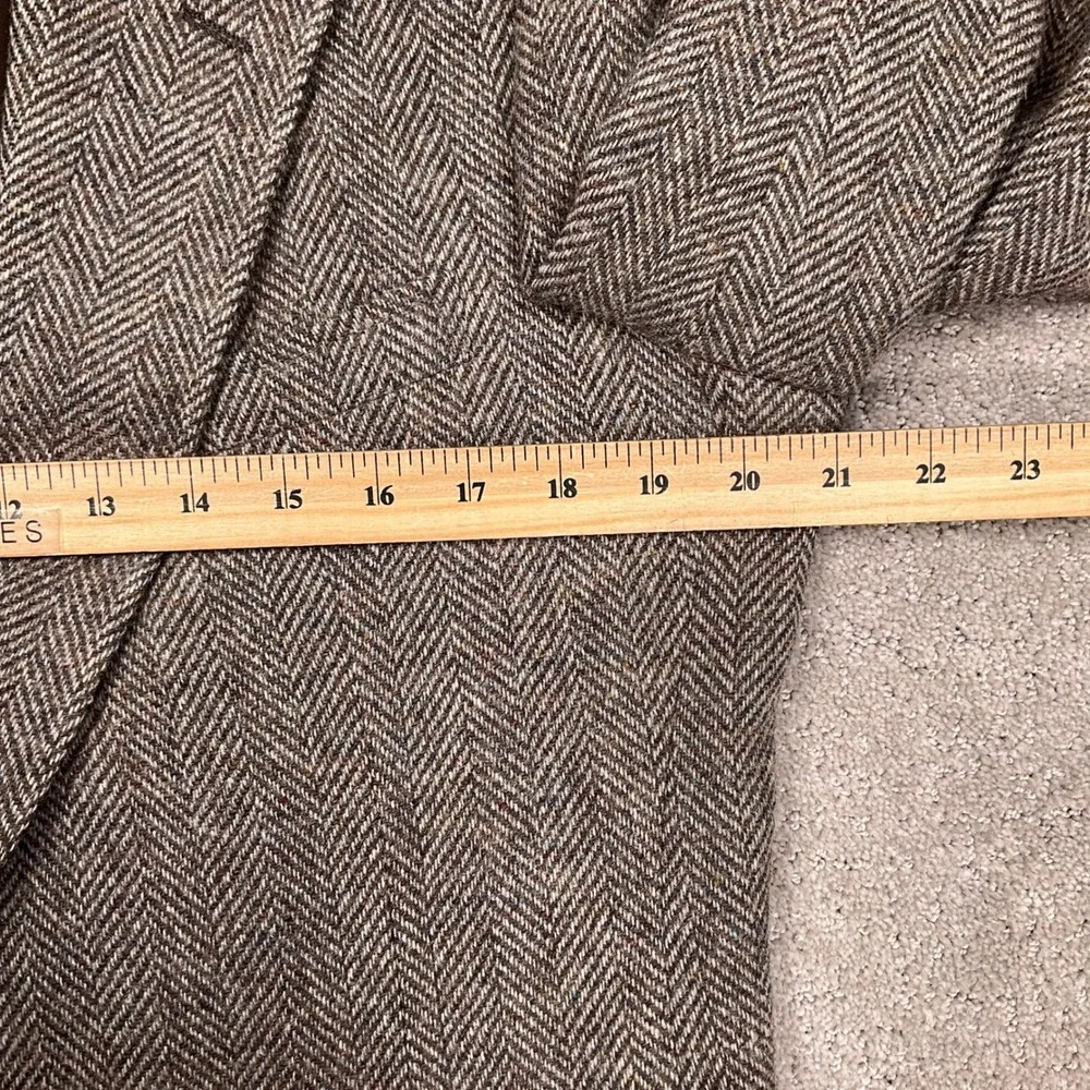 Stanbrooke Shop Blazer Mens 42R Brown Herringbone Leather Buttons Academic Tweed